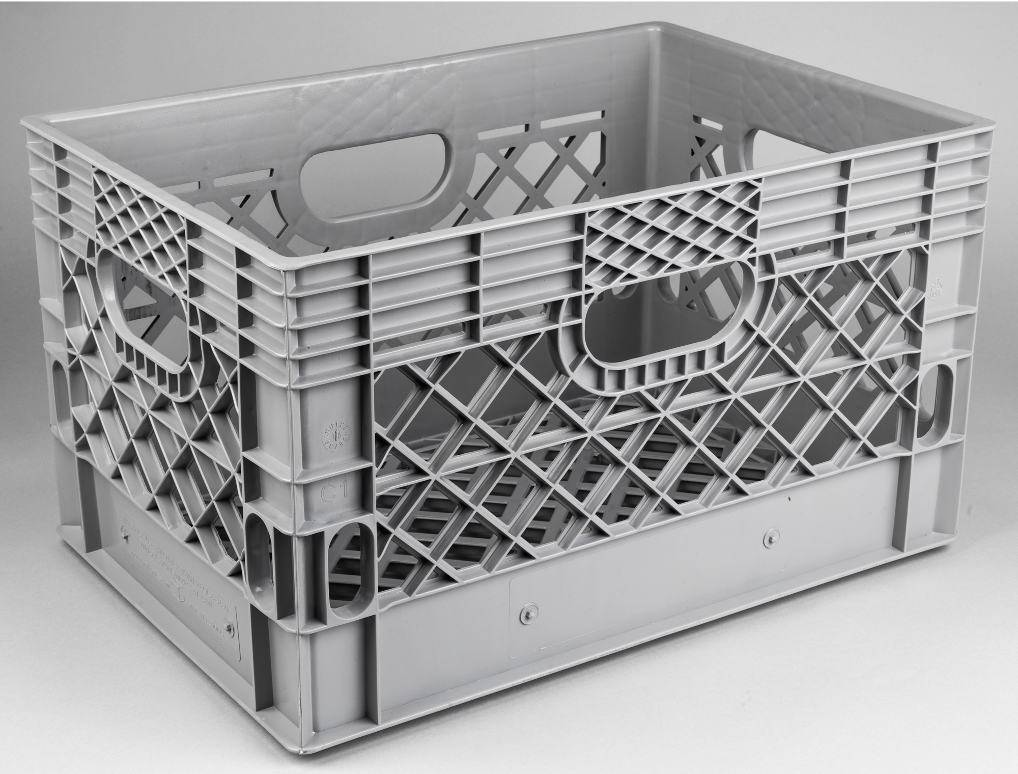 24 Quart Grey Plastic Milk Crate Gray