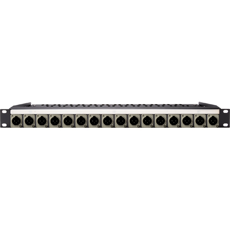 My Custom Shop 16XLRM-L 16-Port XLR Male Patch Panel with Neutrik NC3MD-L-1 and Rear Lacing Bar - 1RU