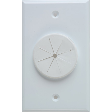 Midlite 1GWH-GR1 1 GANG Wireport Wall Plate with Grommet- White