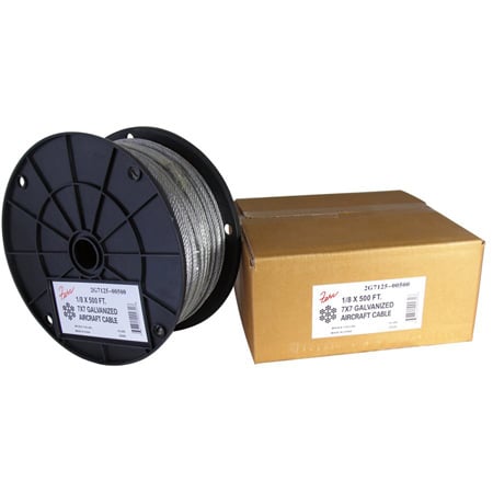 1/8 Diameter x 500 Foot 7x19 Galvanized Aircraft Cable