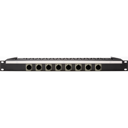 My Custom Shop 8XLRM-L 8-Port XLR Male Patch Panel with Neutrik NC3MD-L-1 and Rear Lacing Bar - 1RU