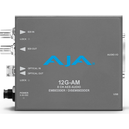 AJA 12G-AM-TR 12G-SDI 8-Channel AES Embedder/Disembedder with LC Fiber TR SFP