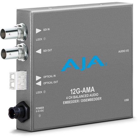 AJA 12G-AMA 12G-SDI 4-Channel Balanced Audio Embedder/Disembedder with Fiber Options