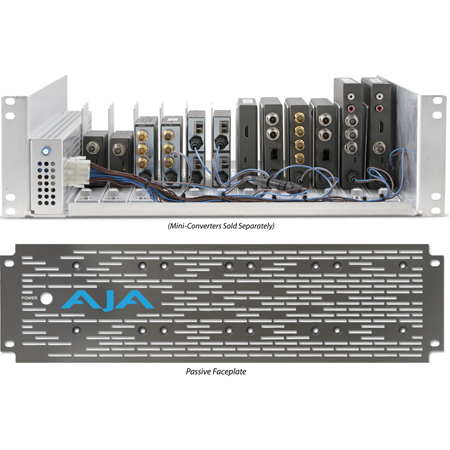 AJA DRM2 3RU Mini-Converter Rackmount Frame with 200W Power Supply and Passive Faceplate