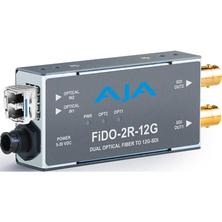 AJA FiDO-2R-12G 2-Channel Single-Mode LC Fiber to 12G-SDI Receiver