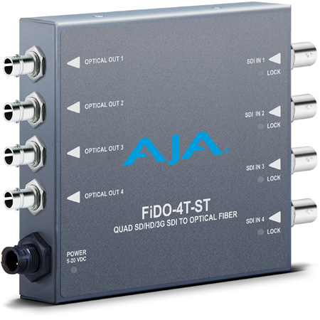 AJA FiDO-4T-ST 4K/UltraHD Four-channel 3G-SDI to ST Fiber Mini-Converter - Transmitter