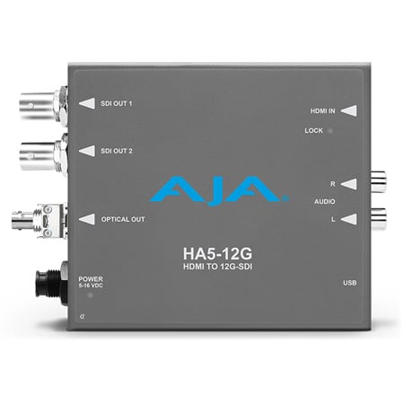 AJA HA5-12G-T-ST HDMI 2.0 to 12G-SDI Mini-Converter with Single Channel Fiber 12G ST Transmitter