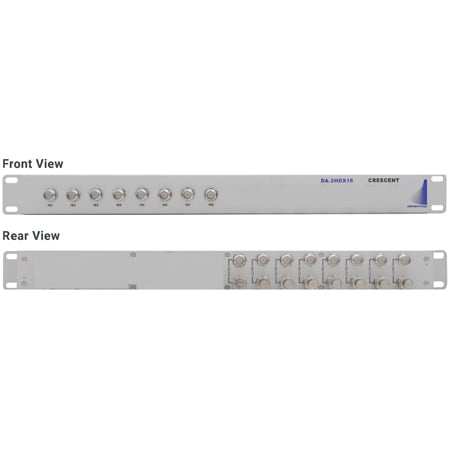 Apantac DA-2HDX16(8)-1RU CRESCENT 8x DA-2HD 3G/HD/SD-SDI/CVBS/ASI 1x2 Passive Splitters in a 1RU Rackmount