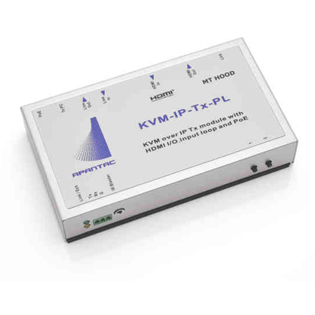 Apantac KVM-IP-Tx-PL KVM Extender over IP - HDMI w/ POE USB Mouse & USB Keyboard over Gigabit Ethernet - Point to Point