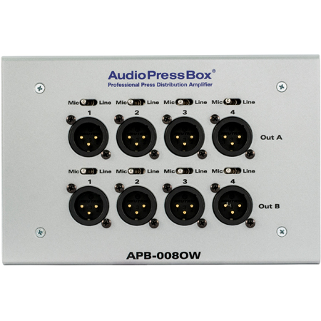 AudioPressBox APB-008 OW-EX 8 Line/Mic Out Passive On-wall AudioPressBox Extender - Silver