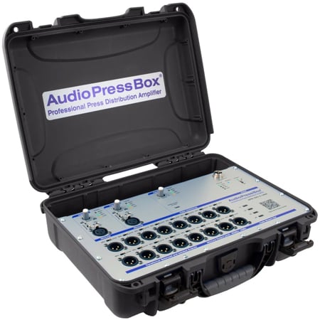 AudioPressBox APB-320 C-USB Portable Pressbox - 2x Analog Mic/LINE XLR & 4 Digital USB-C - w/ Internal AccuPack - Black