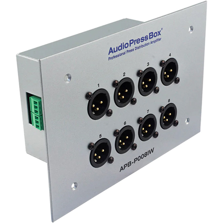 AudioPressBox APB-P008-IW-EX Passive In-wall AudioPressBox with 1 Line Input and 8 Mic Outputs - Silver