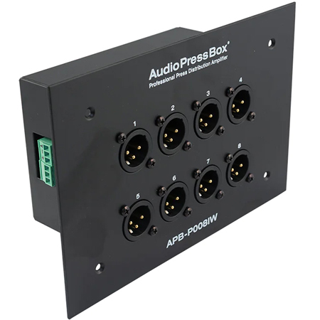 AudioPressBox APB-P008-IW-EX Passive In-wall AudioPressBox with 1 Line Input and 8 Mic Outputs - Black