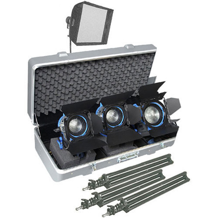 Arri LK.0005647 Softbank D2 Tungsten 3 Light Kit w/ Stands - Case - Wheels