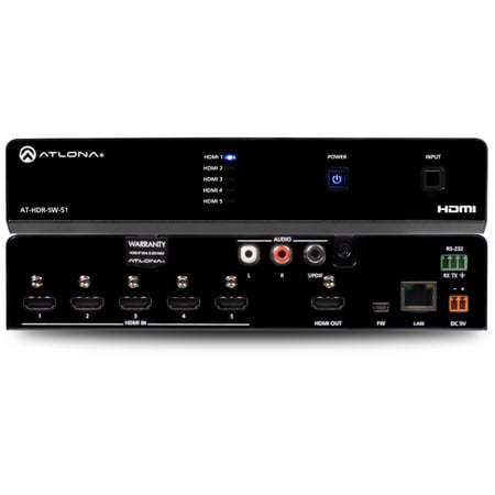 Atlona HDR-SW-51 5x1 4K/HDR UHD HDMI 2.0b Matrix Switcher