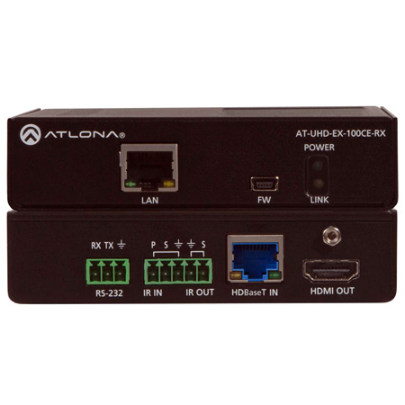 Atlona AT-UHD-EX-100CE-RX 4K/UHD HDMI Over 100M HDBaseT Receiver with Ethernet Control and PoE