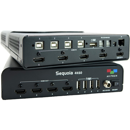 Avitech Sequoia 4K60 4 in 5 out 4:4:4 Seamless KVM Matrix Switch with Integrated Live Multiview Preview