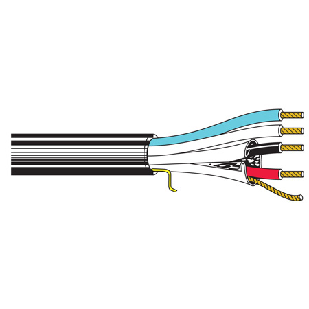 Belden 1502R Multi-Conductor Multimedia Control Cable 1 Pr 22AWG TC Data/2 Cond 18AWG TC Power - Black - 500 Foot