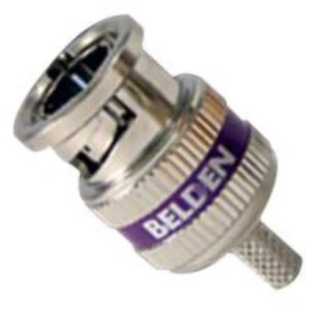 Belden 1855ABHD3 6G-SDI 3-Pc BNC HD Crimp Connector for 1855A/23 AWG Mini RG59 Coax - Purple Band - 50 Pack