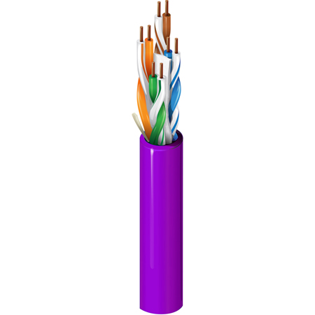Belden 2412 CMR Enhanced Premise 350MHz CAT6+ 4 Pair U/UTP Cable Solid Copper 23 AWG - Violet - 1000 Ft/Reel-in-Box