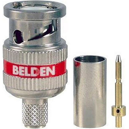 Belden 4505RBUHD3 12G-SDI 3-Piece UHD BNC Crimp Coaxial Connector for 4505R/RG59 Cable - Red Band - 50 Pack