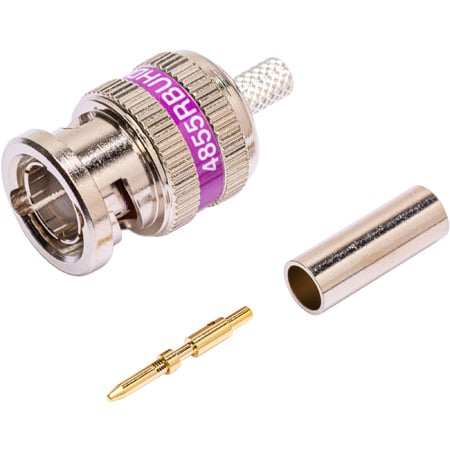 Belden 4855RBUHD3 B50 12G-SDI 3-Piece UHD BNC Crimp Connector for 4855R/Mini-RG59 Cable - Violet Band - 50 Pack