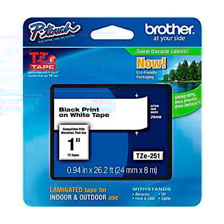 Brother TZe251 0.94in x 26.2 ft (24mm x 8 m) Black on White