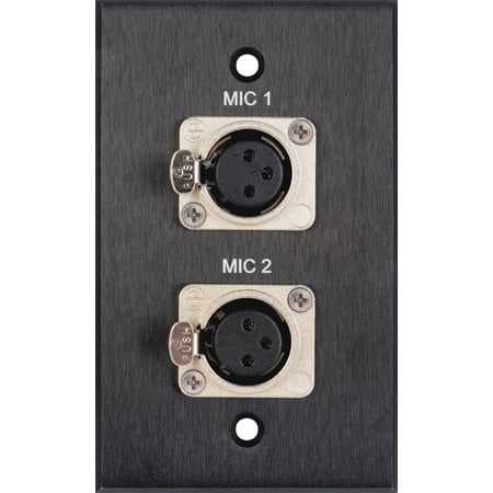 My Custom Shop BRP-1116/BA Boardroom Series 1-Gang Black Anodized Wall Plate w/ 2 Neutrik 3-Pin XLR Female Connectors