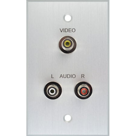 My Custom Shop BRP-1125/CA Boardroom Series 1-Gang Clear Anodized Wall Plate w/ 3 RCA Female Barrel Connectors