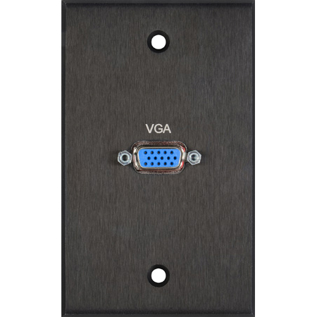 My Custom Shop BRP-1138/BA Boardroom Series 1-Gang Black Anodized Wall Plate-1 High Density 15-Pin VGA Barrel Connector