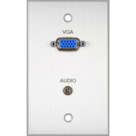 My Custom Shop BRP-1154/CA Boardroom Series 1-Gang Clear Anodized Wall Plate w/ VGA-F Feedthru & solder 3.5mm TRS