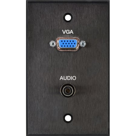 My Custom Shop BRP-1154-FT/BA Boardroom Series 1-Gang Black Anodized Wall Plate w/ VGA-F Feedthru & 3.5mm TRS