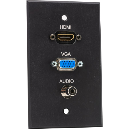 My Custom Shop BRP-1213/BA Boardroom Series 1-Gang Black Anodized Wall Plate w/ HDMI/ VGA & Mini