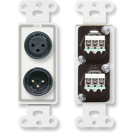 Radio Design Labs D-XLR2 XLR 3-pin Female & 3-pin Male on Decora Wall Plate with Terminal Block connections on rear