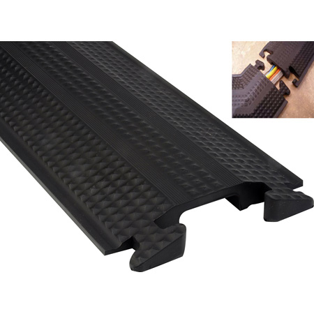 Duraline FCC999-60 Floor Cord Protector with Single 1.5 Inch x 0.5 Inch Channel - Black - 5 Foot