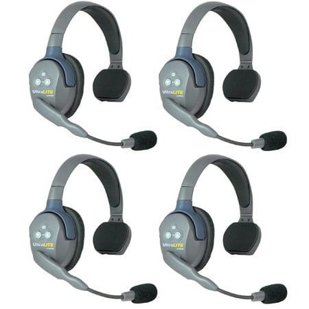 Eartec UL4S UltraLITE - Full Duplex Wireless Intercom System with 4 Single-Ear Headsets
