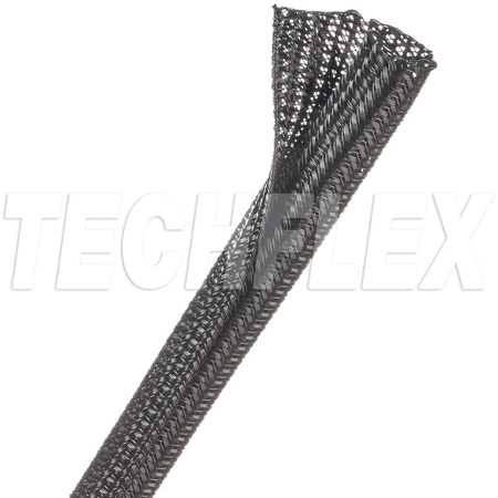 Techflex F6N0.38 3/8-Inch Flexo Self-Wrapping/Split Tube/Semi-Rigid Braided & Non-Expandable Tubing - Black - 75-Foot
