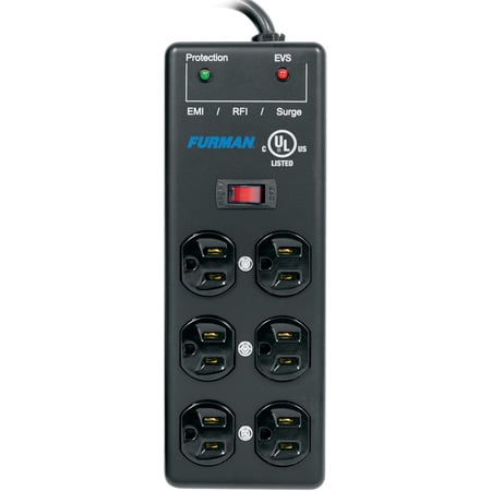 Furman SS-6B-Pro 15A AC Pro Surge Suppression Strip 6 Outlet 2x3 Block - Metal Chassis - 15 Foot Cord