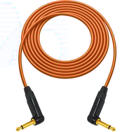 Sescom GS6-TSA-6IN-OE Canare GS-6 & Neutrik Right-Angle 1/4 TS Mono Male to Male Instrument Cable - Orange - 6 Inch