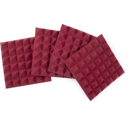 Gator Frameworks GFW-ACPNL1212PBDY-4PK 2-Inch Thick 12x12 Pyramid Acoustic Foam Panels - Burgundy - 4 Pack