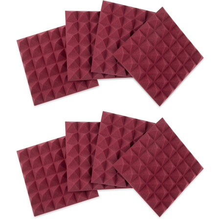 Gator Frameworks GFW-ACPNL1212PBDY-8PK 2-Inch Thick 12x12 Pyramid Acoustic Foam Panels - Burgundy - 8 Pack