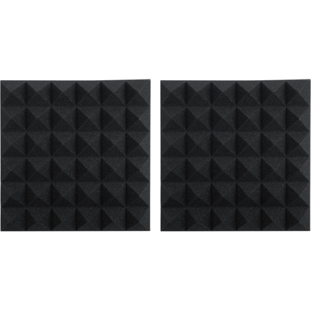 Gator Frameworks GFW-ACPNL1212PCHA-2PK 2-Inch Thick 12x12 Pyramid Acoustic Foam Panels - Charcoal - 2 Pack