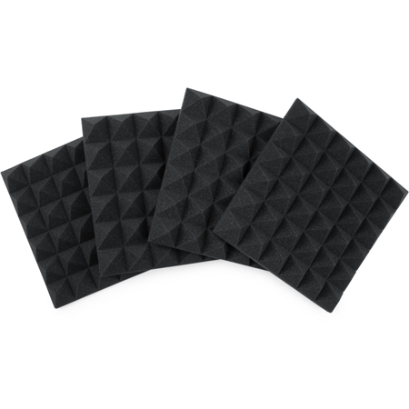 Gator Frameworks GFW-ACPNL1212PCHA-4PK 2-Inch Thick 12x12 Pyramid Acoustic Foam Panels - Charcoal - 4 Pack