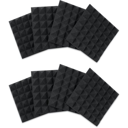 Gator Frameworks GFW-ACPNL1212PCHA-8PK 2-Inch Thick 12x12 Pyramid Acoustic Foam Panels - Charcoal - 8 Pack