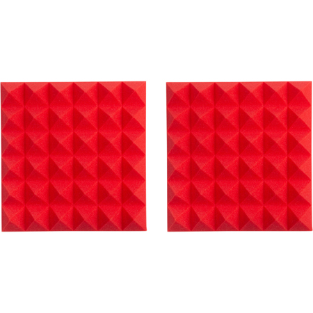 Gator Frameworks GFW-ACPNL1212PRED-2PK 2-Inch Thick 12x12 Pyramid Acoustic Foam Panels - Red - 2 Pack