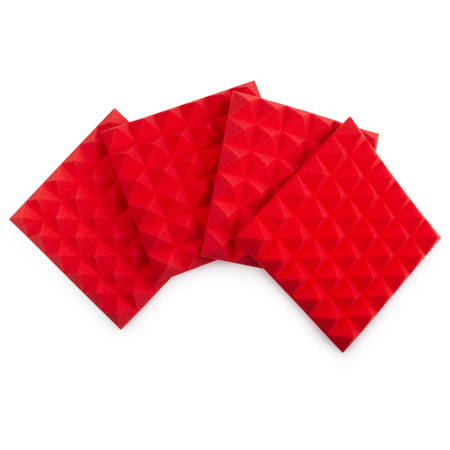 Gator Frameworks GFW-ACPNL1212PRED-4PK 2-Inch Thick 12x12 Pyramid Acoustic Foam Panels - Red - 4 Pack