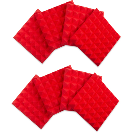 Gator Frameworks GFW-ACPNL1212PRED-8PK 2-Inch Thick 12x12 Pyramid Acoustic Foam Panels - Red - 8 Pack