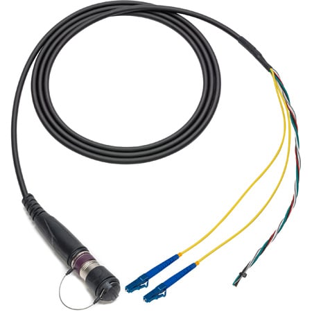 Camplex HF-NOMLC4-BO-015 Neutrik DRAGONFLY Male to Duplex LC & Blunt Lead In-Line Fiber Breakout Cable - 15 Foot