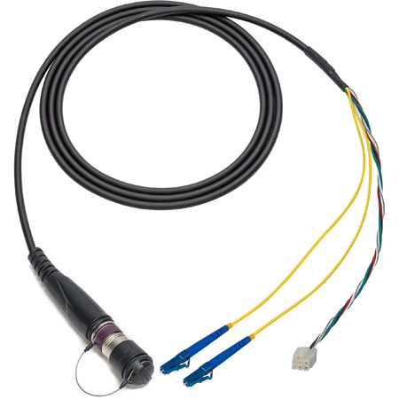 Camplex HF-NOMLC8-BO-075 Neutrik DRAGONFLY Male to Duplex LC & 6-Pin RG In-Line Fiber Breakout Cable - 75 Foot