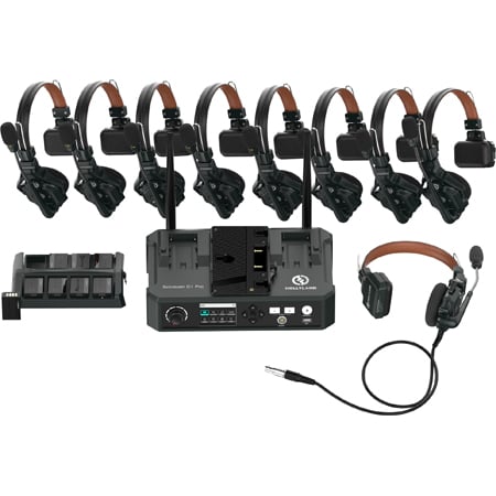 Hollyland Solidcom C1 Pro 9-Person Full Duplex Wireless Intercom System with 8 Headsets and Hub - Gold-Mount